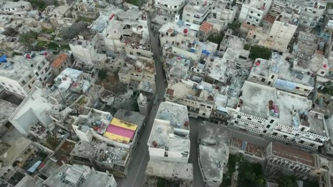 战后阿勒颇街道的鸟瞰图