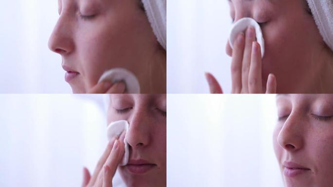 女人用洗面奶擦脸