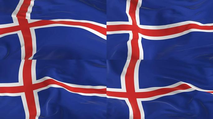 挥舞环状旗帜作为冰岛的背景