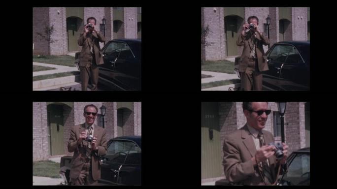 1971男子与静态相机拍照