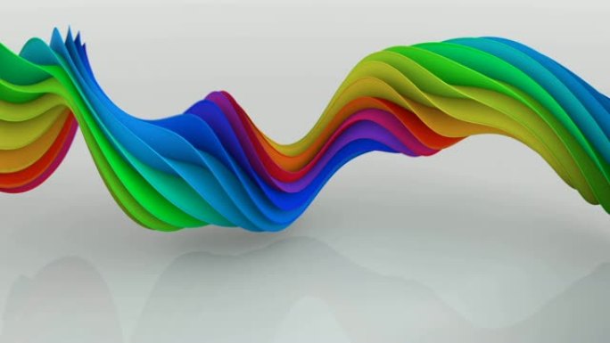 彩虹光谱扭曲螺旋形状旋转无缝循环3D渲染动画