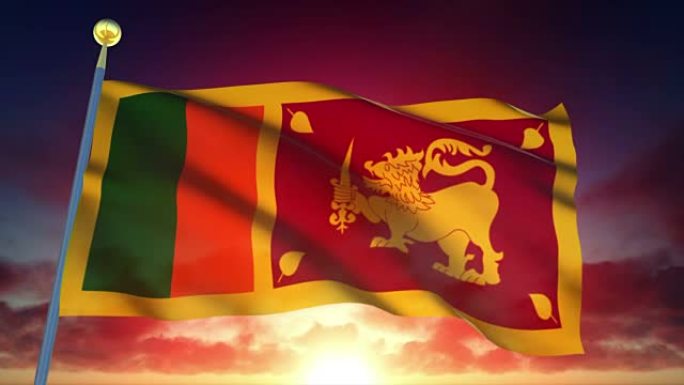 4k斯里兰卡高度详细旗帜可循环