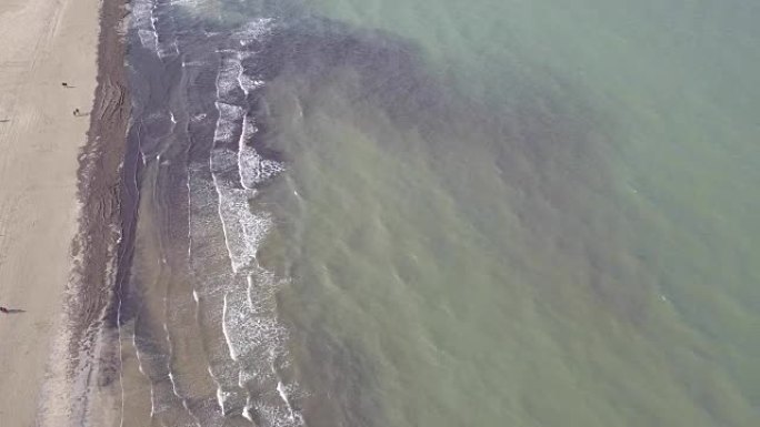 里米尼海岸海滩意大利空中无人机俯视图4K UHD视频