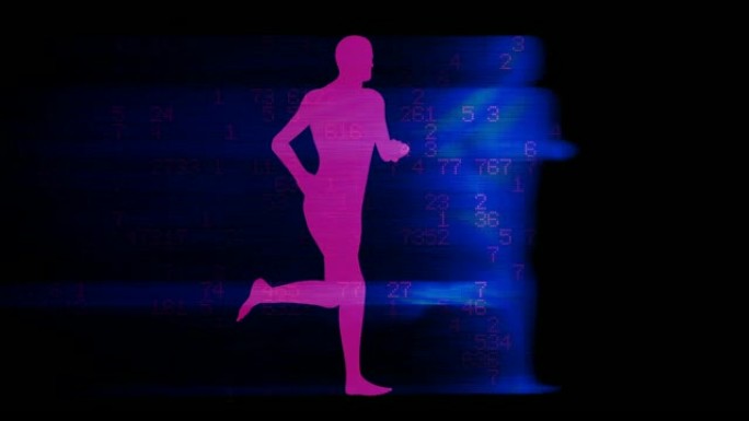 数字跑步剪影虚拟人2个人跑步