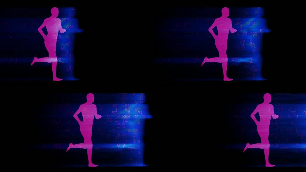 数字跑步剪影虚拟人2个人跑步