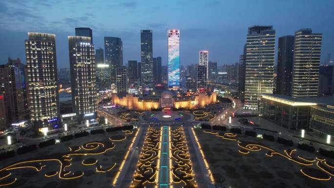 原创 大连星海广场城市天际线夜景航拍