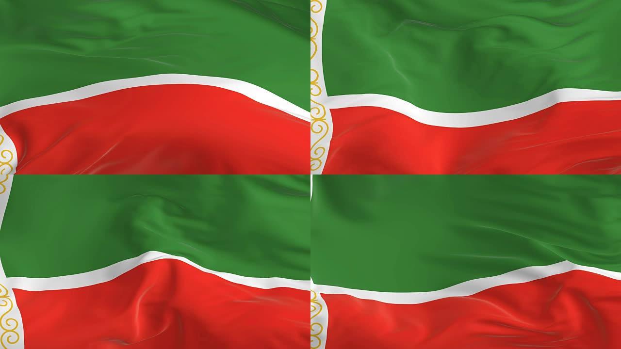 挥舞着环形旗帜作为车臣共和国的背景