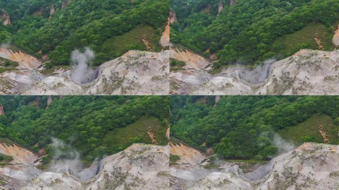 日本北海道登贝的地狱谷或地狱谷的延时