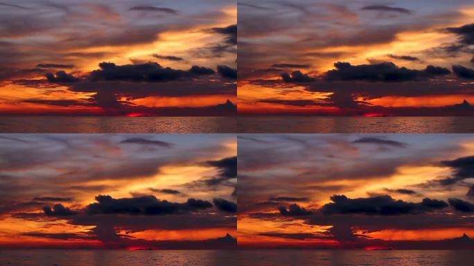 红橙色彩色日落背景长滩岛菲律宾