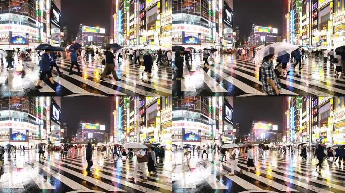 雨夜歌舞伎町的街景