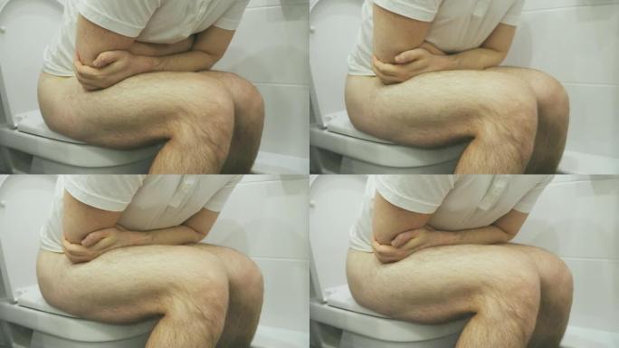 坐在厕所上的人患有腹泻。