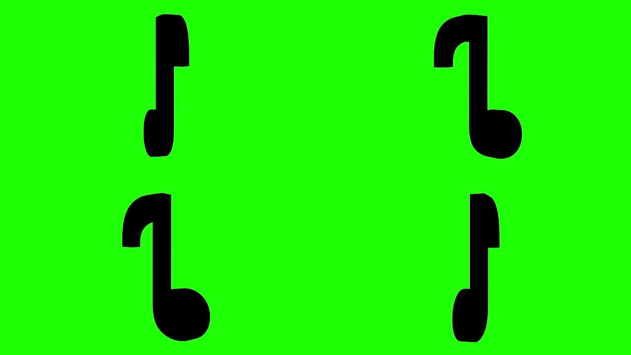 音符旋转循环3d绿色屏幕
