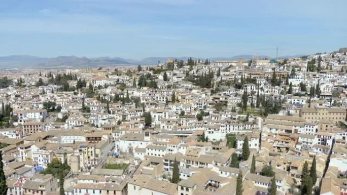 西班牙晴天格拉纳达阿尔拜辛区的暗示性景观