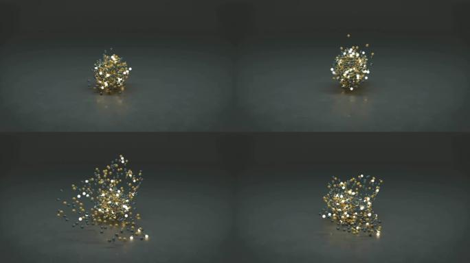 动态球体簇无缝循环三维渲染动画