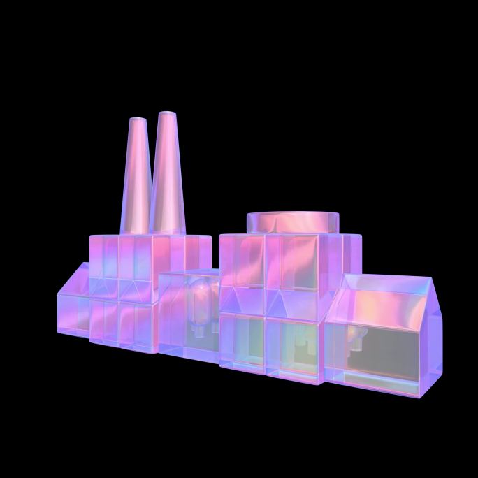 赛博朋克 工厂建筑施工废墟工人工地加油站