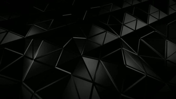 低多边形黑色结构，边缘锐利3D渲染无缝循环动画