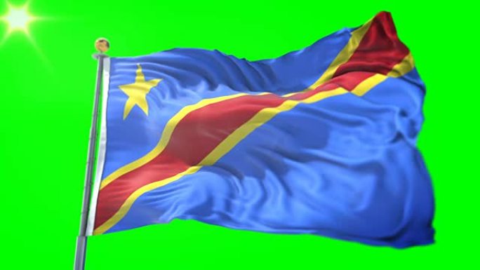 刚果民主共和国国旗无缝循环3D渲染视频。美丽的纺织布织物环摆动