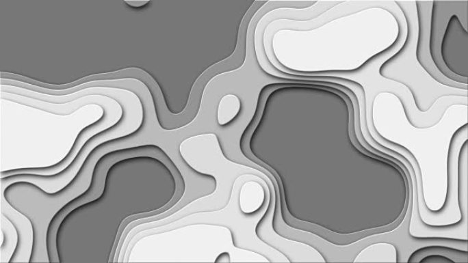剪出纸波抽象灰度形状动画 (4K)