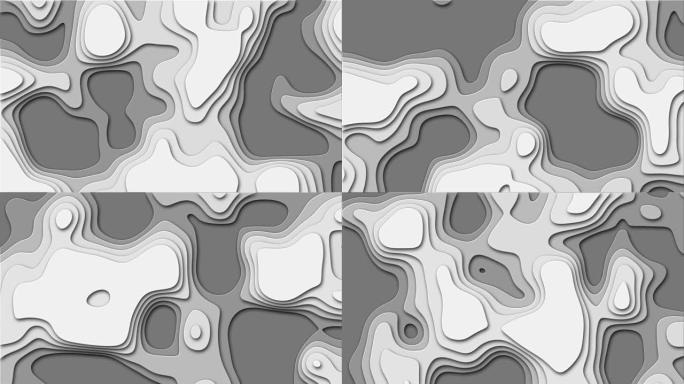 剪出纸波抽象灰度形状动画 (4K)