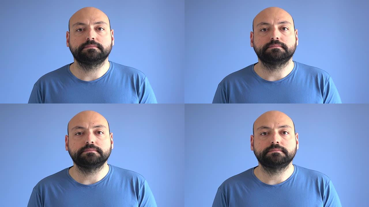 表情空白的成年男子UHD视频肖像