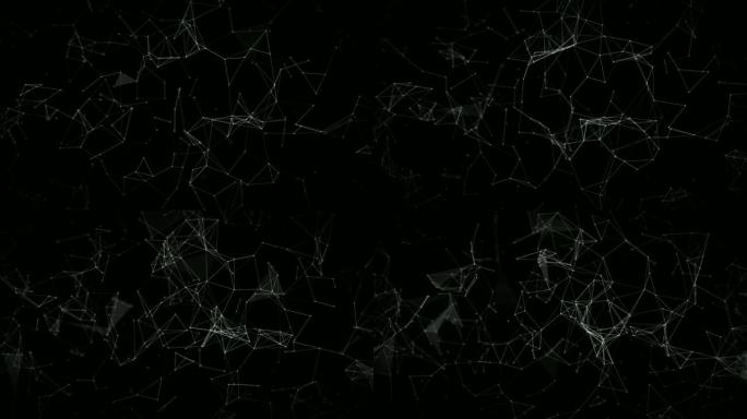 黑色背景上的Plexus白色渲染4k动画视频。