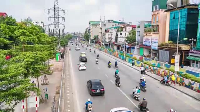 越南河内繁忙的交通，延时视频