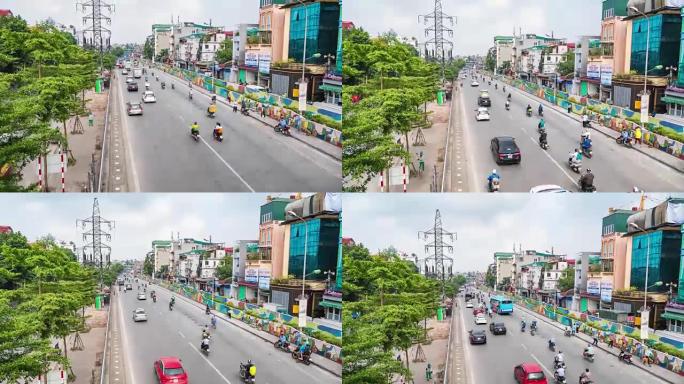 越南河内繁忙的交通，延时视频