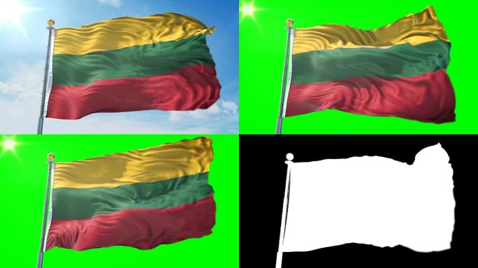 立陶宛国旗无缝循环3D渲染视频。美丽的纺织布织物环摆动