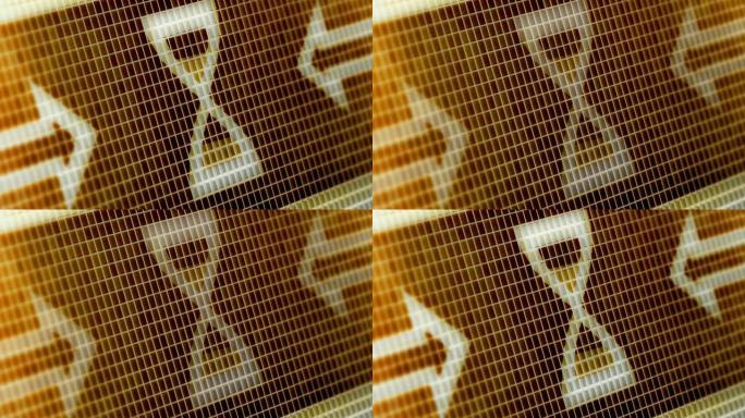 屏幕上的时钟图标。4k分辨率。循环。