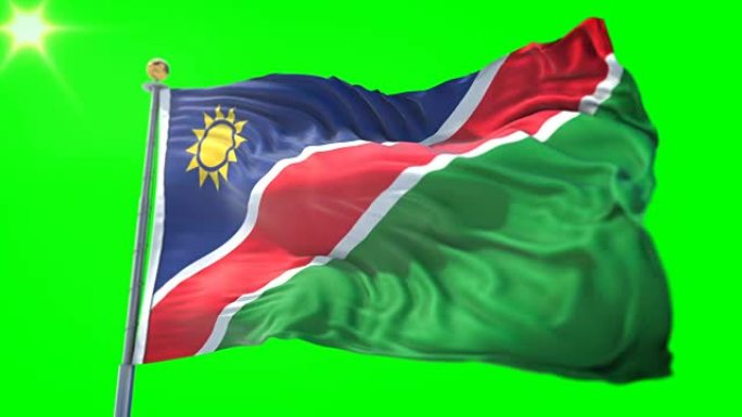 纳米比亚国旗无缝循环3D渲染视频。美丽的纺织布织物环摆动