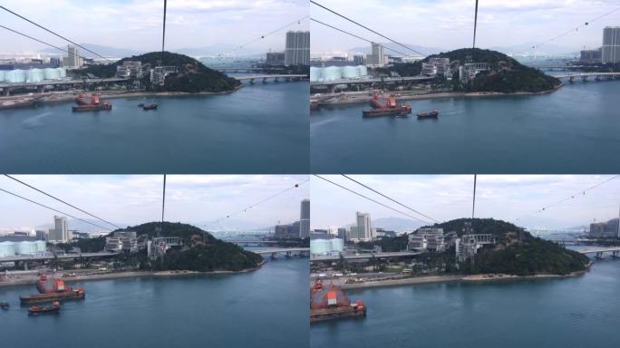 从香港山上的缆车观看