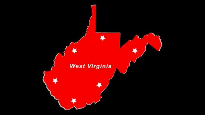 西弗吉尼亚州作为红州的选举地图。
