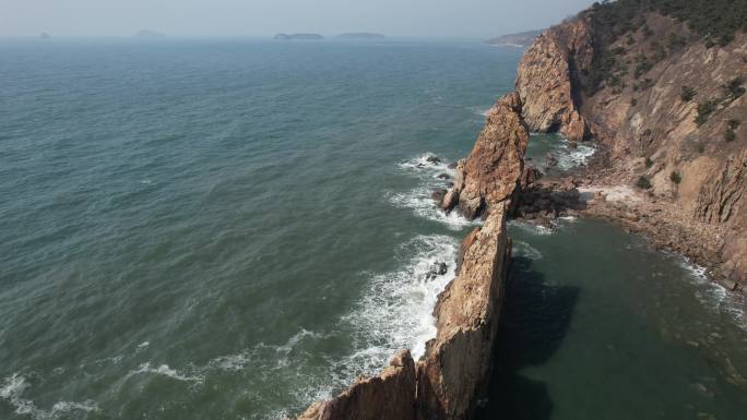 原创大连海滨燕窝岭海岸线自然风光航拍