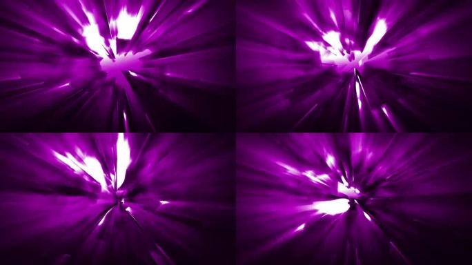 4k紫色能量效果背景与电源技术传播几何形状三角形和矩形以及爆炸前能量源的光泄漏可循环视频，科幻，技术