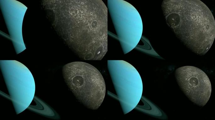 在外层空间环绕天王星行星运行的翁布里亚卫星