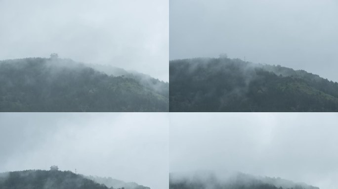 雨后雾气蒙蒙的林区山地6K延时