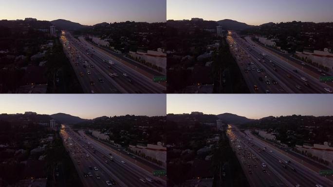 Losa Angeles的405高速公路-固定式空中无人机射击