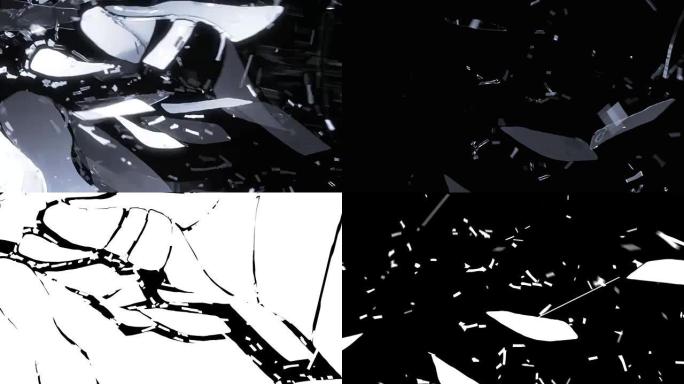 玻璃以慢动作破裂和破碎。3d渲染，3d动画