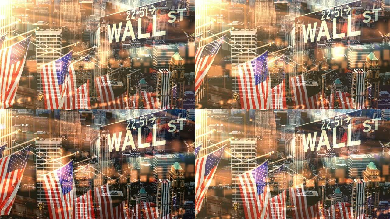 纽约市视频拼贴图形背景与著名地标