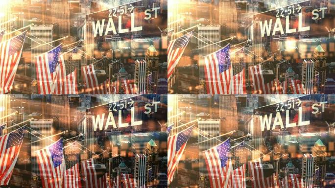 纽约市视频拼贴图形背景与著名地标
