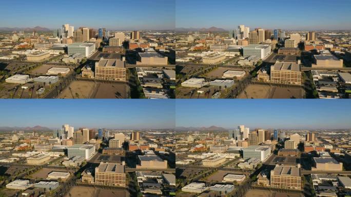 亚利桑那州凤凰城市区城市天际线的鸟瞰图