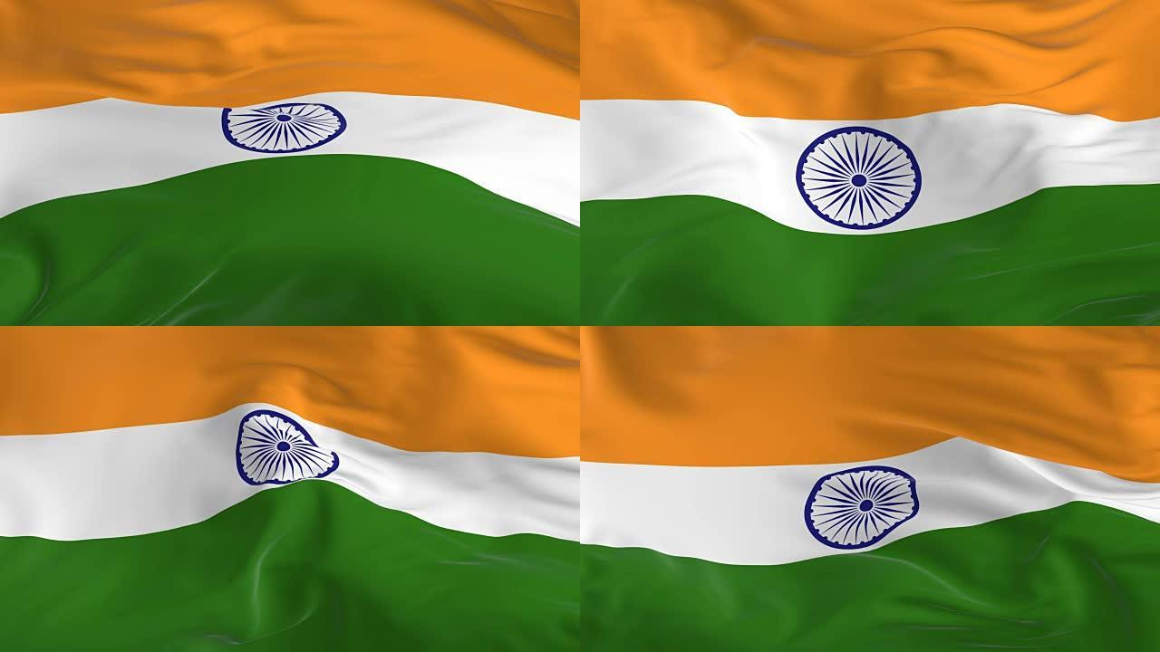 挥舞着环形旗帜作为印度的背景