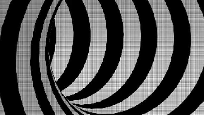 黑白发光二极管屏幕抽象隧道循环