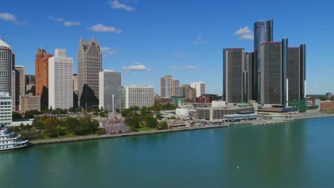 美国底特律密歇根城市景观鸟瞰图