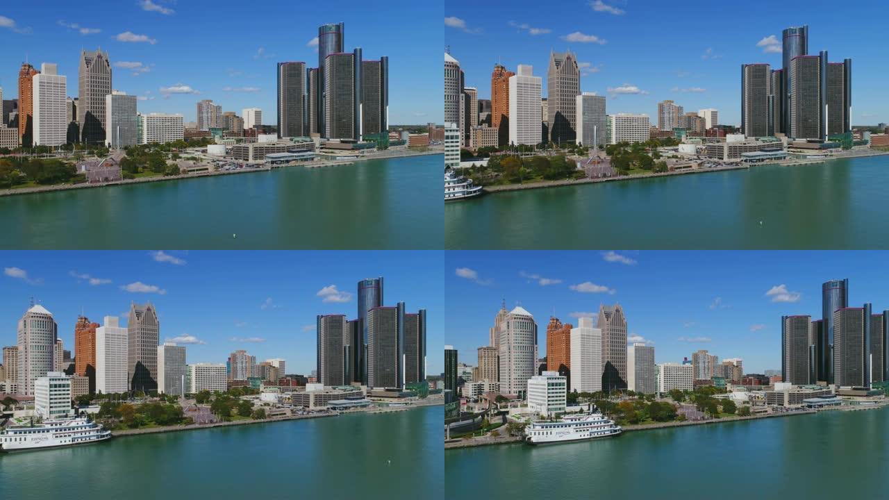 美国底特律密歇根城市景观鸟瞰图