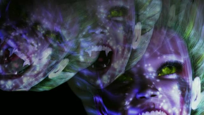 女性吸血鬼的数字粒子3D动画