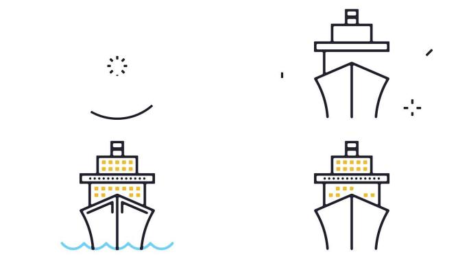 邮轮旅游线路图标动画