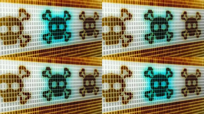 屏幕上的罗杰图标。4k分辨率。循环。