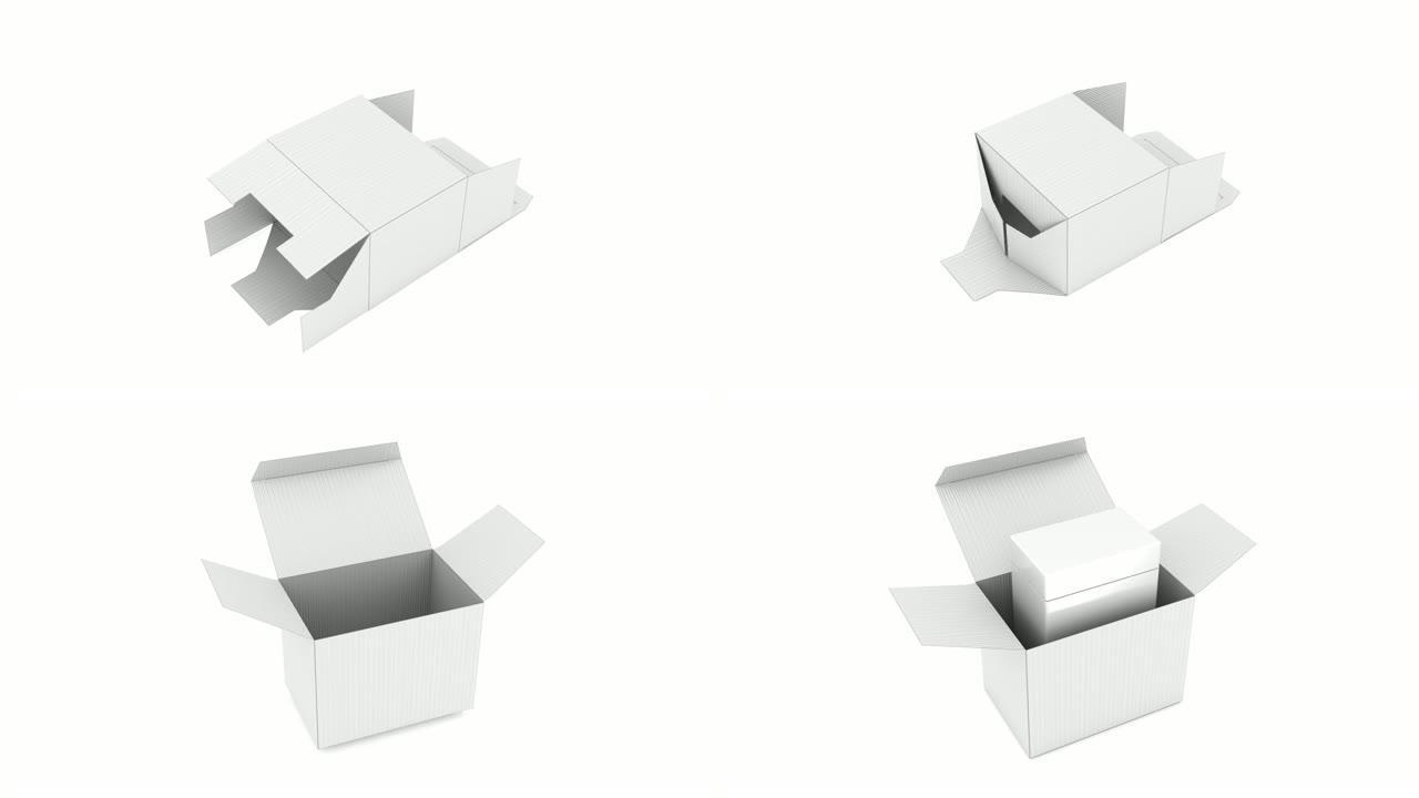 简单纸板箱的组装顺序。