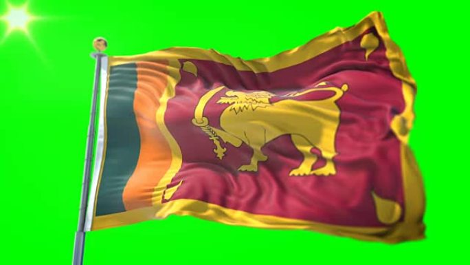斯里兰卡国旗无缝循环3D渲染视频。美丽的纺织布织物环摆动